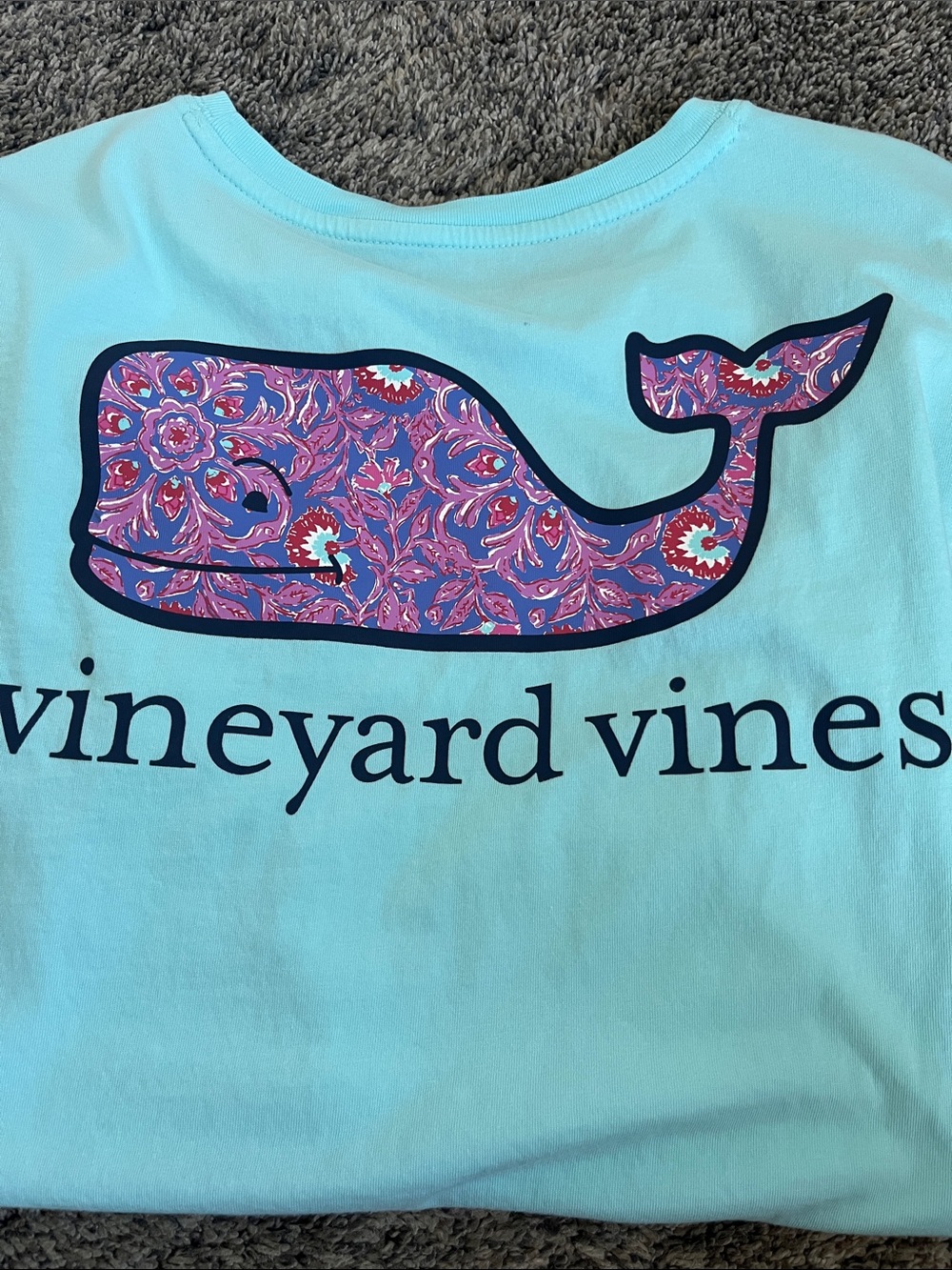 Vineyard Vines Light Blue Tee with Pink Paisley Whale!  Cute. Like new. XL.